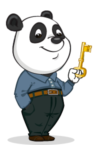 Panda holding a key