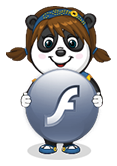 Panda holding Flash logo